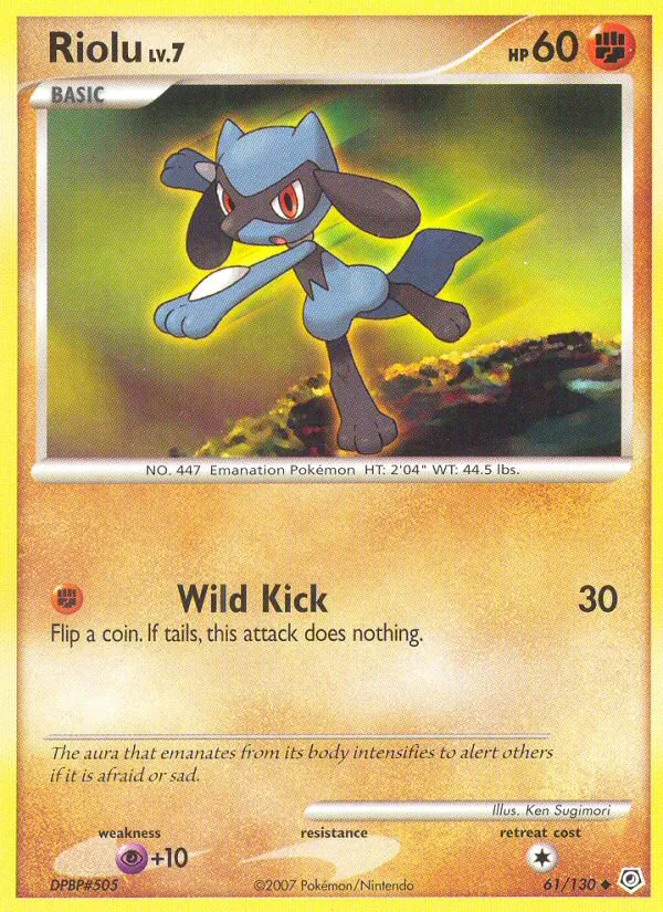 Kartu Riolu dari Diamond & Pearl, nomor 61/130