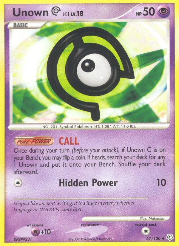 Kaart Unown C uit Diamond & Pearl, nummer 67/130