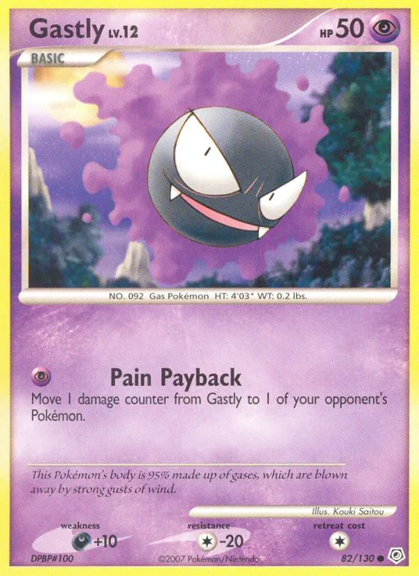 Kartu Gastly dari Diamond & Pearl, nomor 82/130