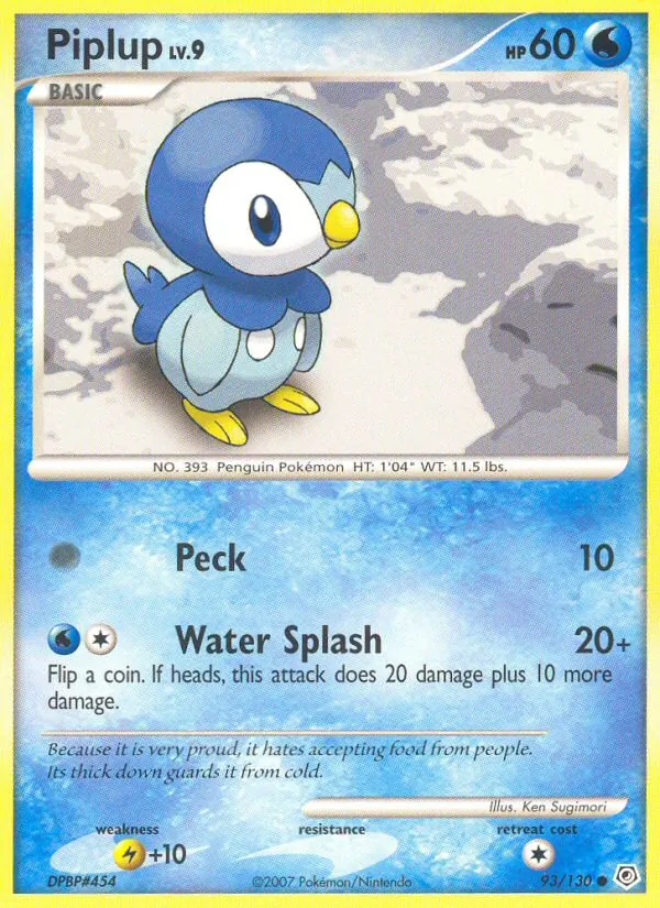 Kartu Piplup dari Diamond & Pearl, nomor 93/130