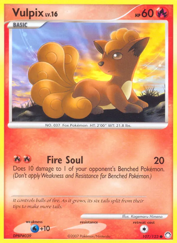 Kaart Vulpix uit Mysterious Treasures, nummer 107/123