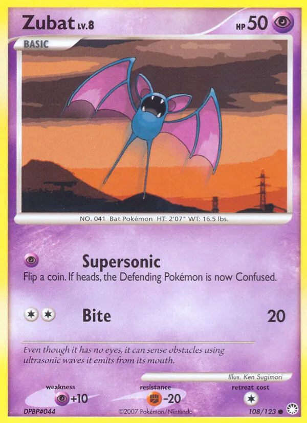 Kaart Zubat uit Mysterious Treasures, nummer 108/123