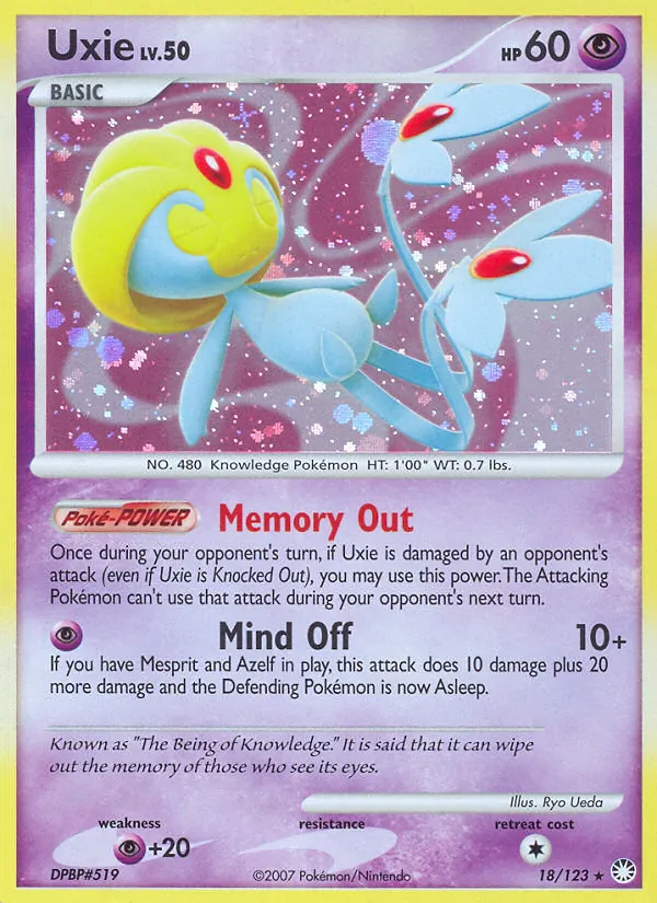 Uxie card from Mysterious Treasures, number 18/123