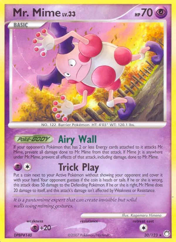 Kaart Mr. Mime uit Mysterious Treasures, nummer 30/123