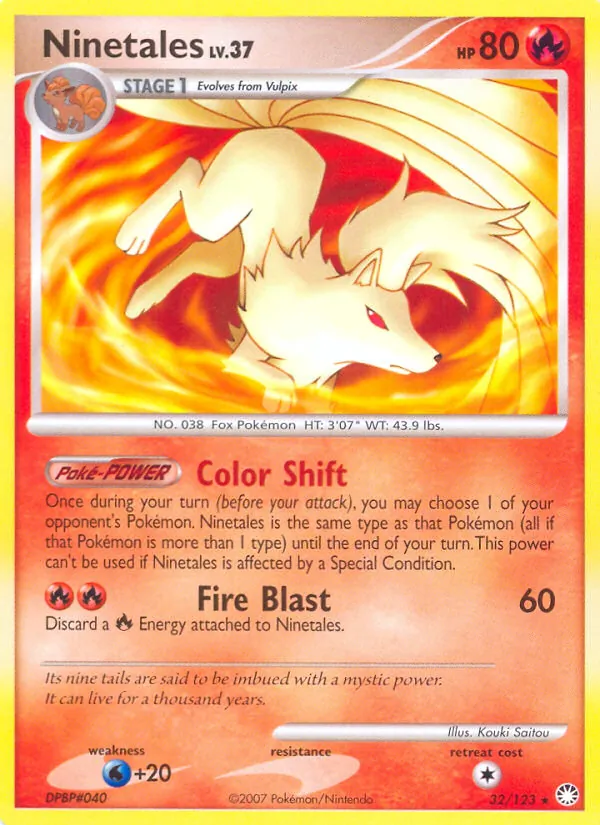 Kaart Ninetales uit Mysterious Treasures, nummer 32/123