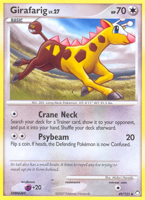 Kaart Girafarig uit Mysterious Treasures, nummer 49/123