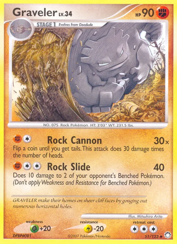 Carta Graveler de la expansión Mysterious Treasures, número 51/123
