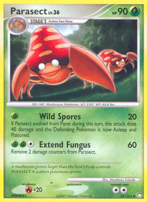 Kaart Parasect uit Mysterious Treasures, nummer 58/123