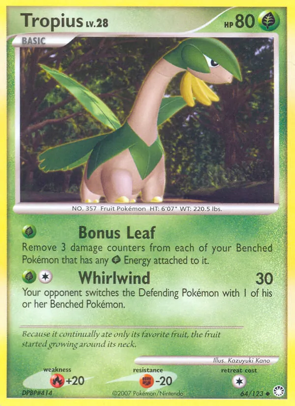 Kaart Tropius uit Mysterious Treasures, nummer 64/123