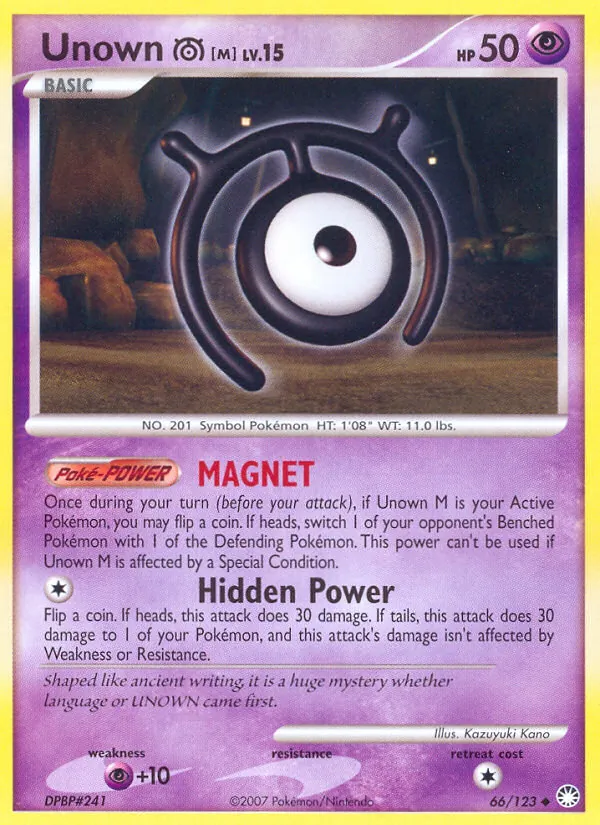 Kartu Unown M dari Mysterious Treasures, nomor 66/123