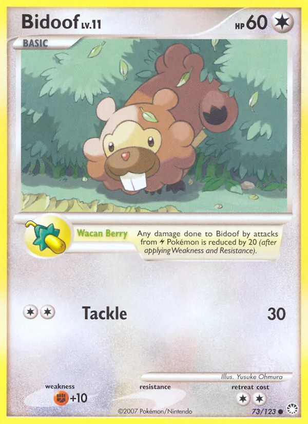 Kaart Bidoof uit Mysterious Treasures, nummer 73/123