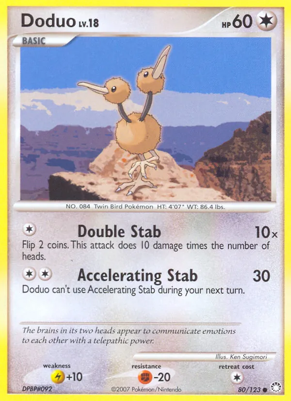 Kaart Doduo uit Mysterious Treasures, nummer 80/123