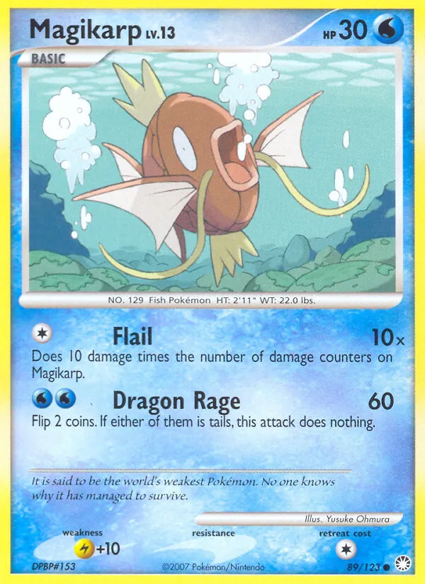 Kaart Magikarp uit Mysterious Treasures, nummer 89/123