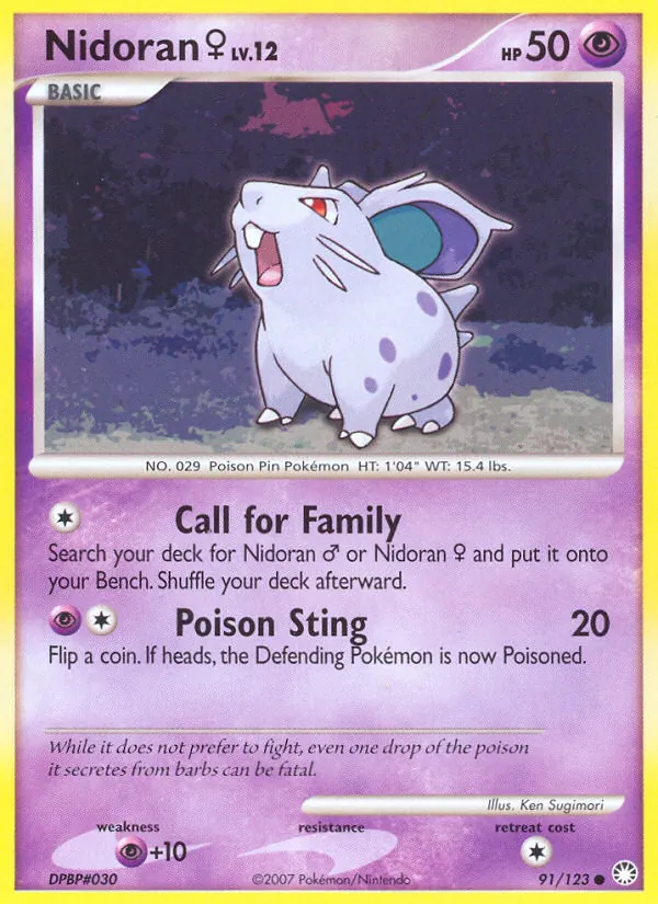 Kaart Nidoran♀ uit Mysterious Treasures, nummer 91/123