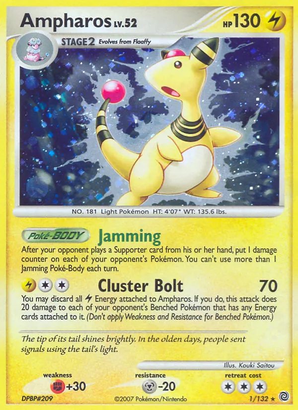 Kartu Ampharos dari Secret Wonders, nomor 1/132