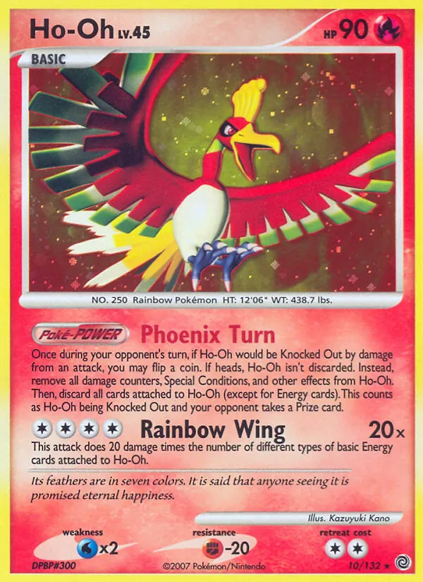Ho-Oh card from Secret Wonders, number 10/132