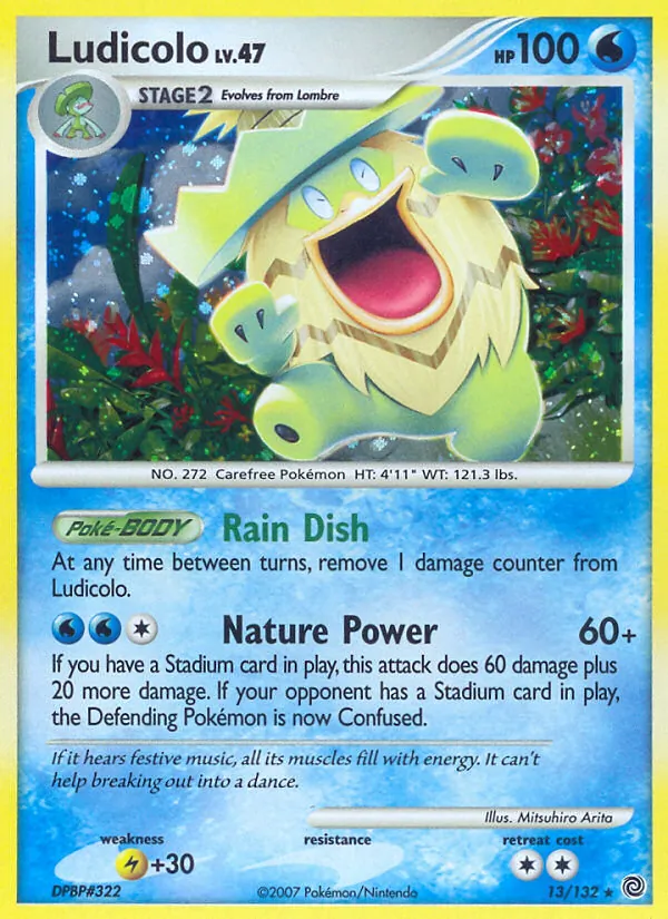 Ludicolo card from Secret Wonders, number 13/132