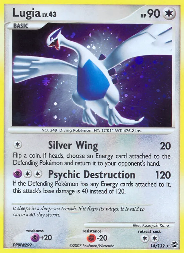 Lugia card from Secret Wonders, number 14/132