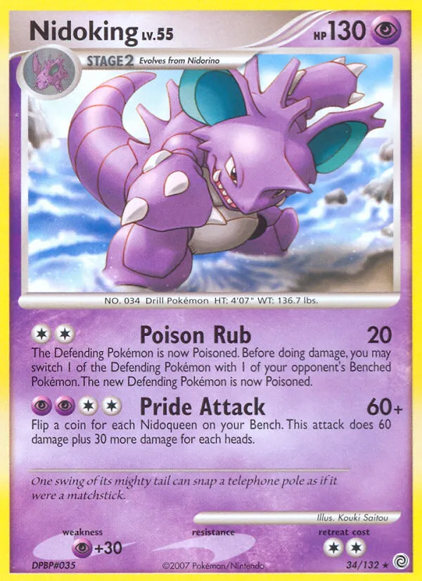 Carta Nidoking de la expansión Secret Wonders, número 34/132