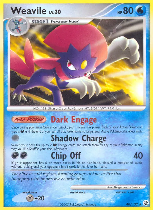Kartu Weavile dari Secret Wonders, nomor 40/132