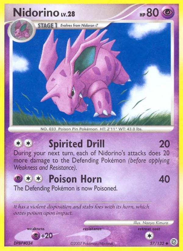 Kartu Nidorino dari Secret Wonders, nomor 57/132