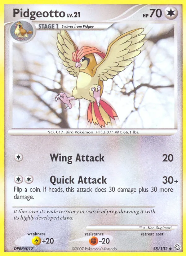 Kaart Pidgeotto uit Secret Wonders, nummer 58/132