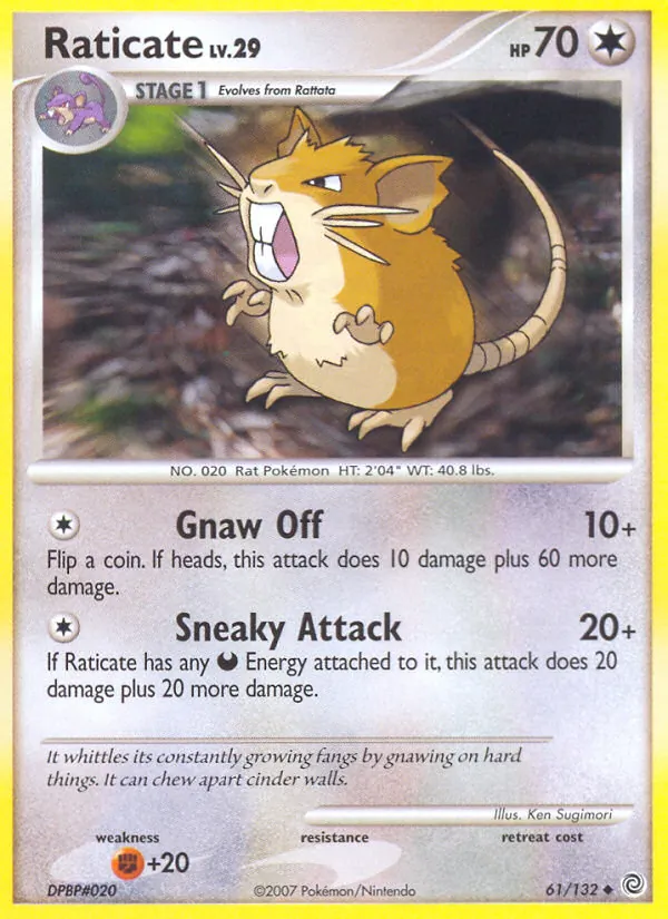 Kartu Raticate dari Secret Wonders, nomor 61/132