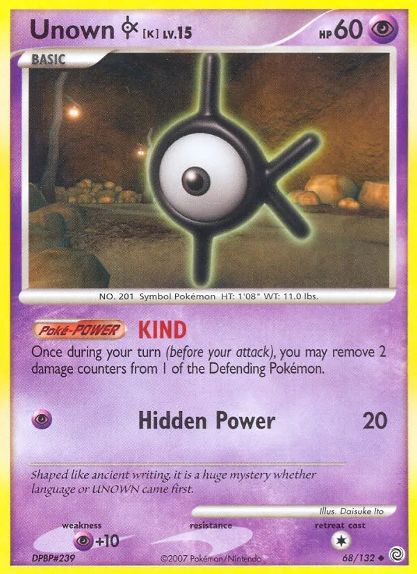 Kaart Unown K uit Secret Wonders, nummer 68/132
