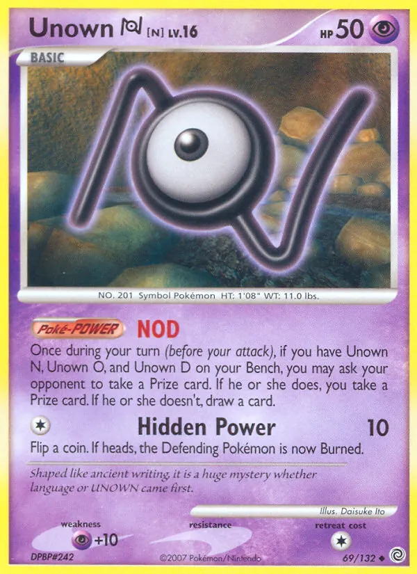 Kartu Unown N dari Secret Wonders, nomor 69/132