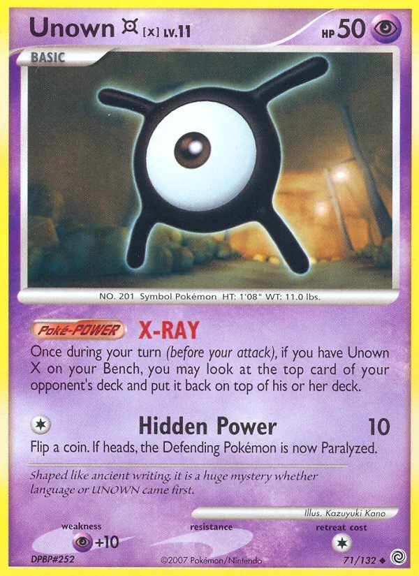 Kartu Unown X dari Secret Wonders, nomor 71/132