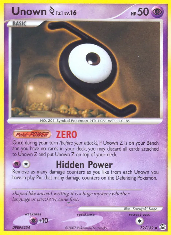 Kartu Unown Z dari Secret Wonders, nomor 72/132