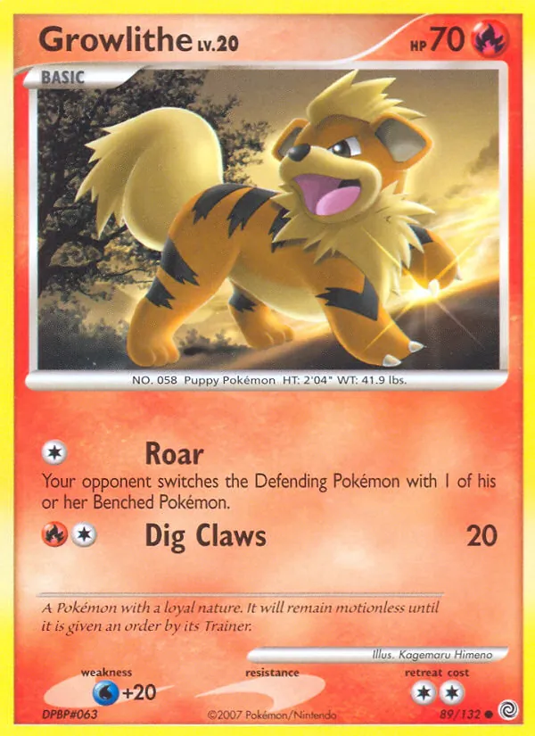 Carta Growlithe de la expansión Secret Wonders, número 89/132