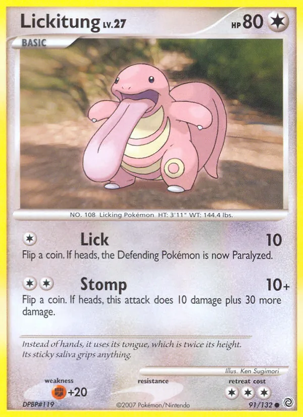 Kartu Lickitung dari Secret Wonders, nomor 91/132