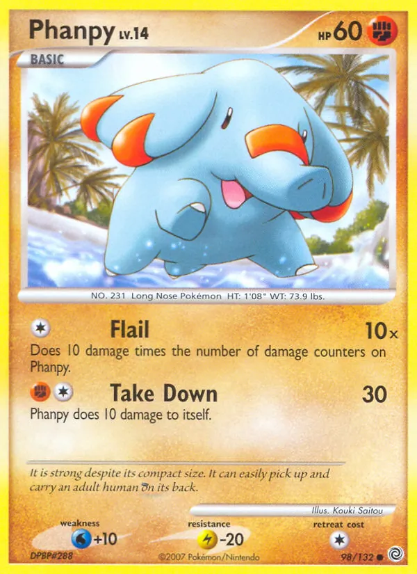 Kartu Phanpy dari Secret Wonders, nomor 98/132