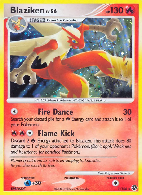Blaziken card from Great Encounters, number 1/106
