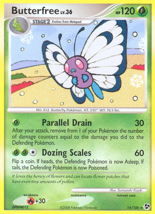 Kartu Butterfree dari Great Encounters, nomor 14/106