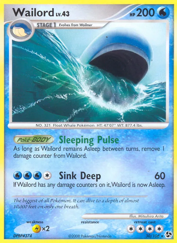 Kartu Wailord dari Great Encounters, nomor 30/106