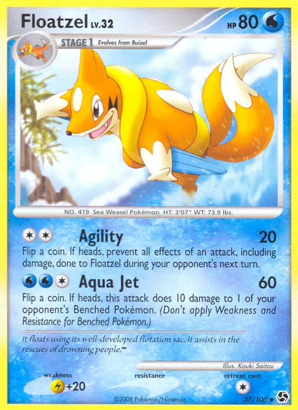 Kartu Floatzel dari Great Encounters, nomor 37/106