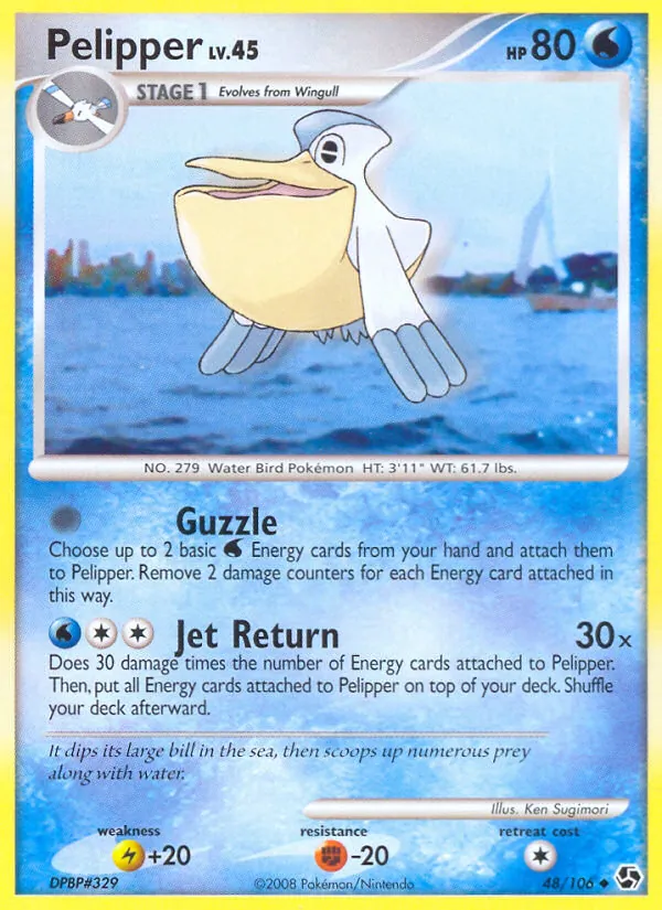 Kartu Pelipper dari Great Encounters, nomor 48/106