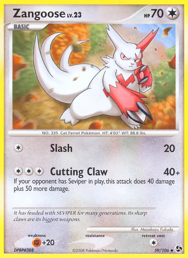 Kartu Zangoose dari Great Encounters, nomor 59/106