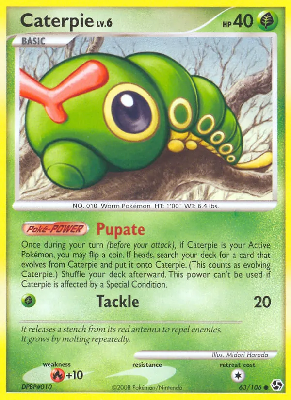Kartu Caterpie dari Great Encounters, nomor 63/106