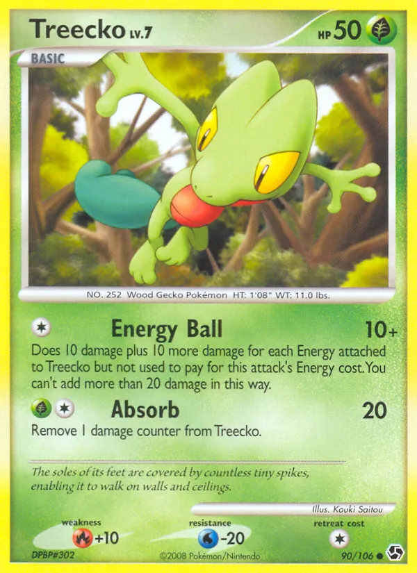 Kartu Treecko dari Great Encounters, nomor 90/106
