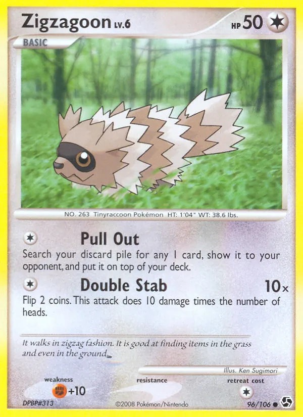 Kartu Zigzagoon dari Great Encounters, nomor 96/106