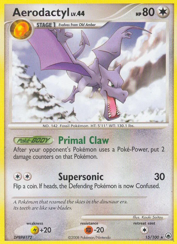 Aerodactyl card from Majestic Dawn, number 15/100