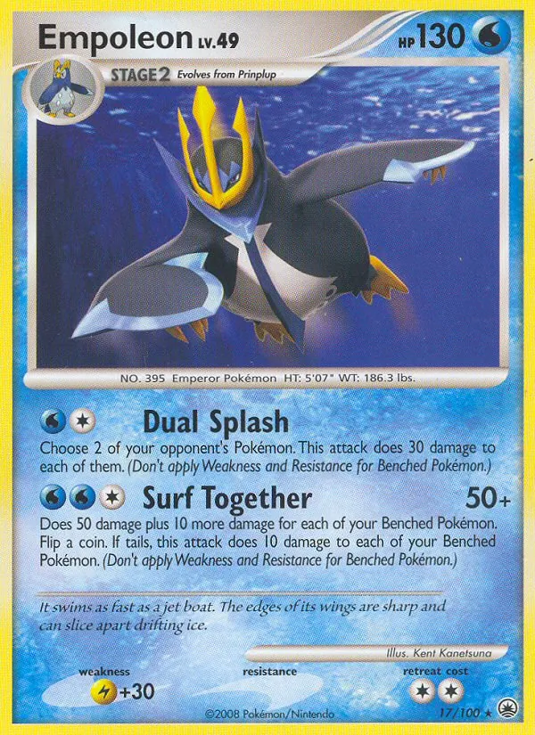 Empoleon card from Majestic Dawn, number 17/100