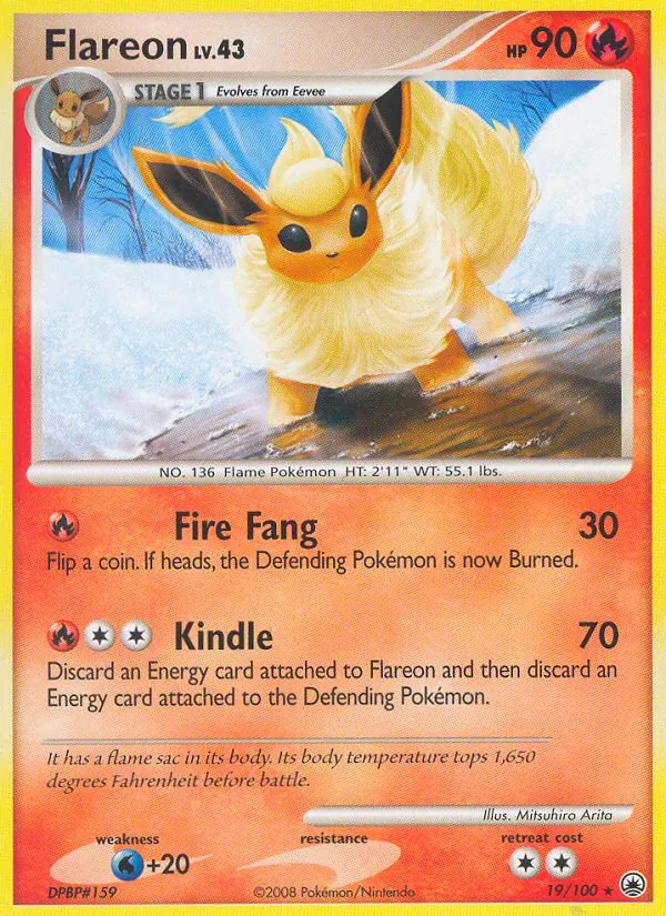 Flareon card from Majestic Dawn, number 19/100