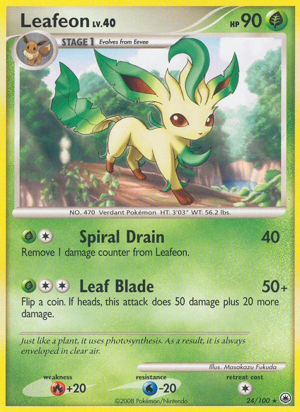 Leafeon card from Majestic Dawn, number 24/100