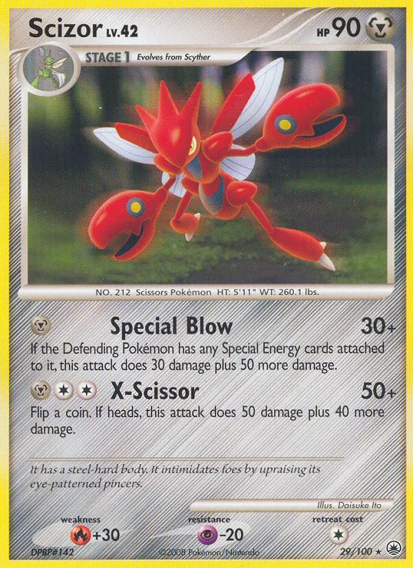 Scizor card from Majestic Dawn, number 29/100