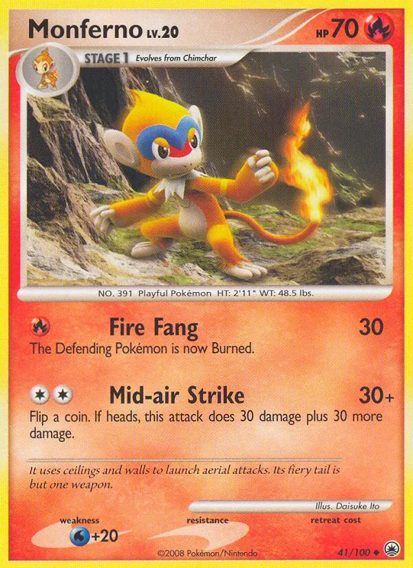 Monferno card from Majestic Dawn, number 41/100