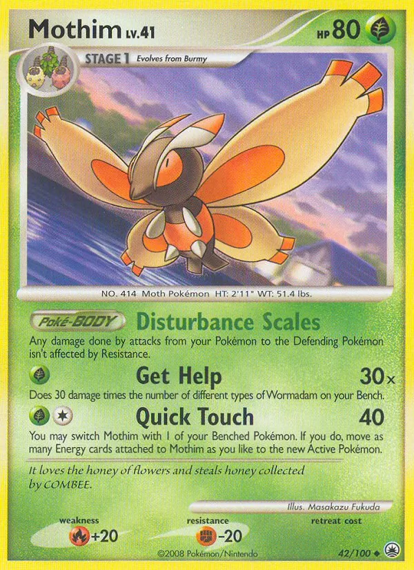 Mothim card from Majestic Dawn, number 42/100